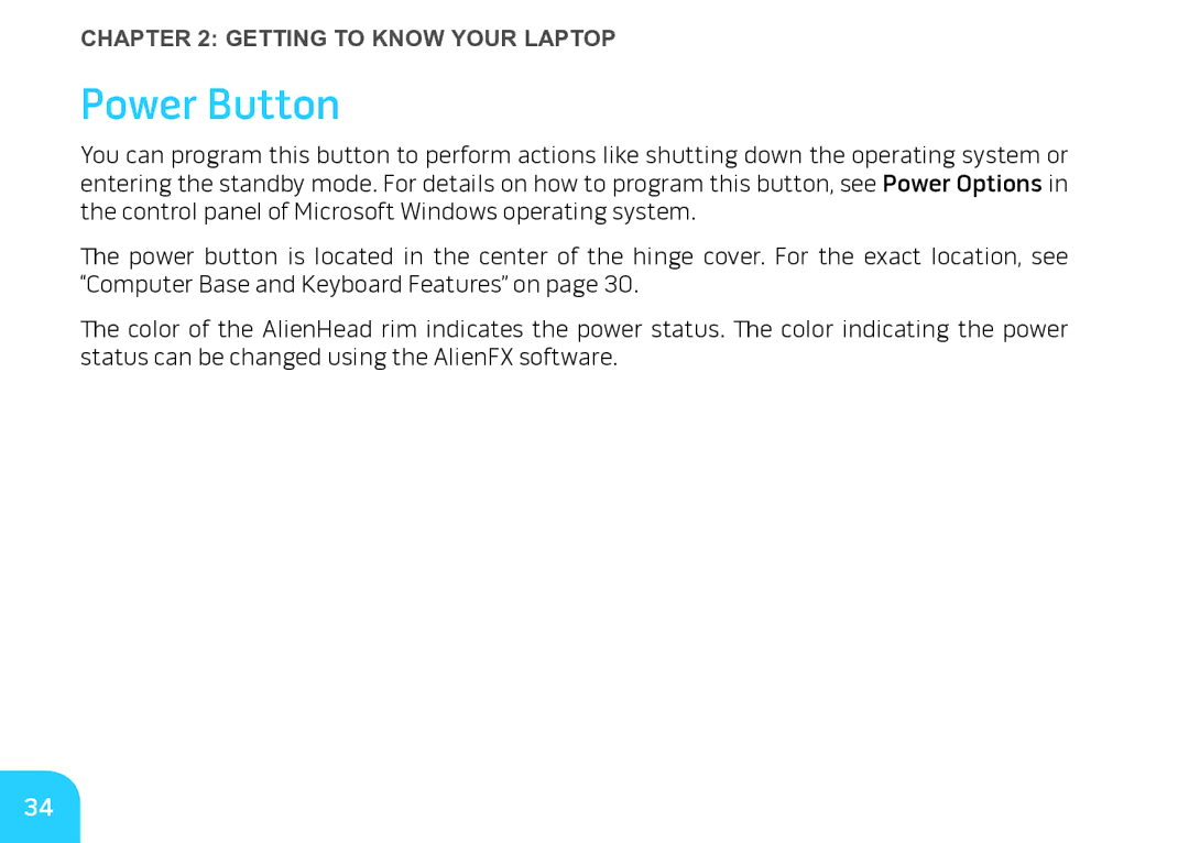 Alienware M17X manual Power Button 