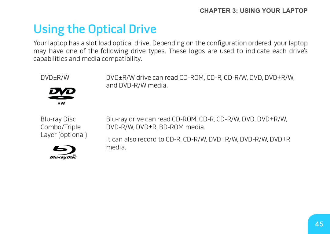 Alienware M17X manual Using the Optical Drive, Dvd±R/W 