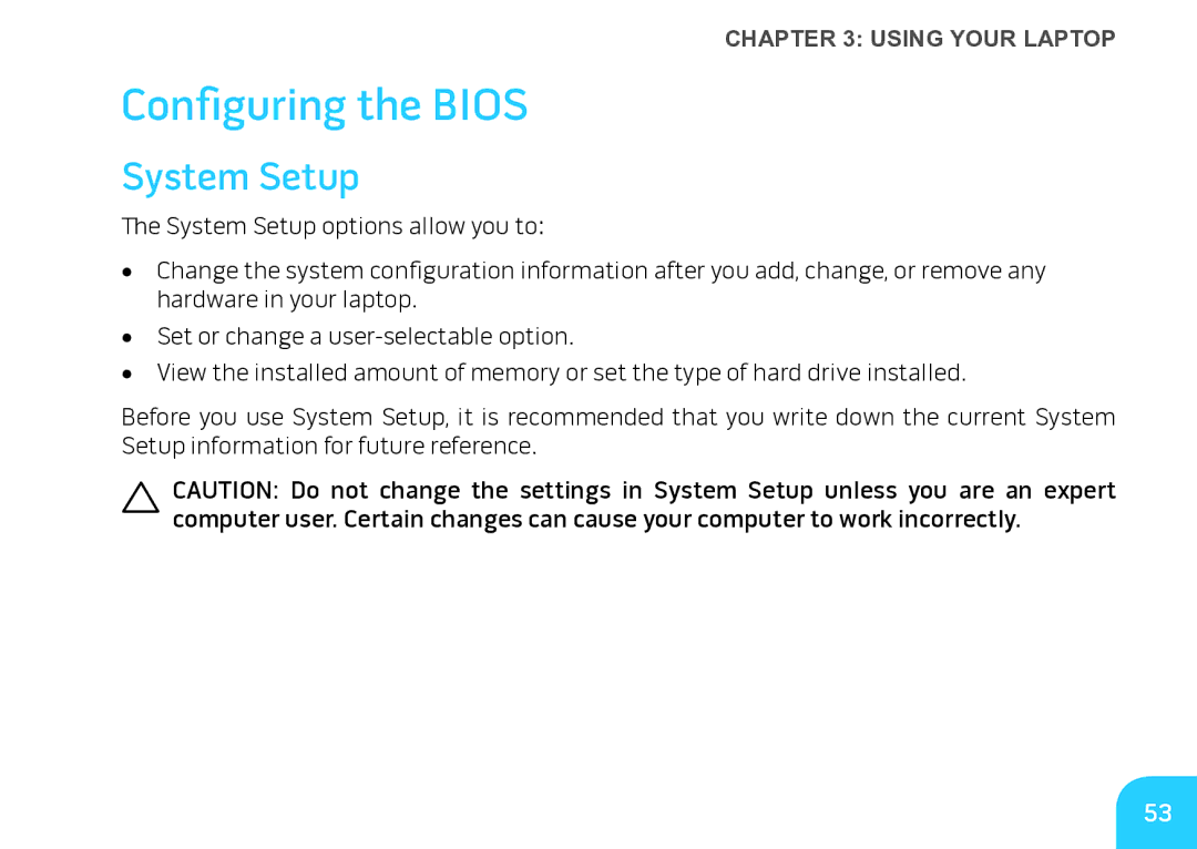 Alienware M17X manual Configuring the Bios, System Setup 