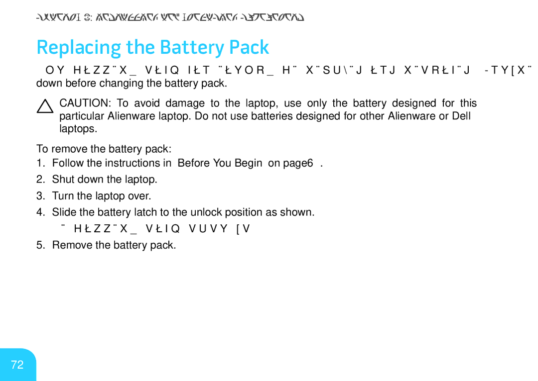 Alienware M17X manual Replacing the Battery Pack 