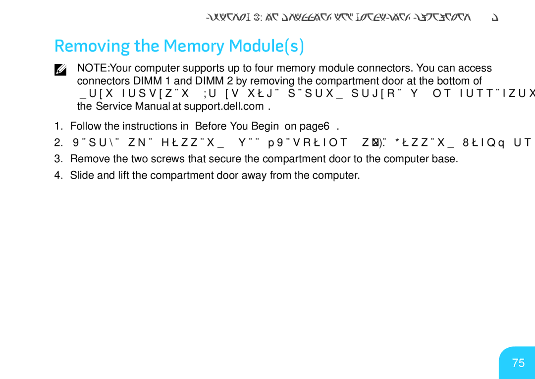 Alienware M17X manual Removing the Memory Modules 