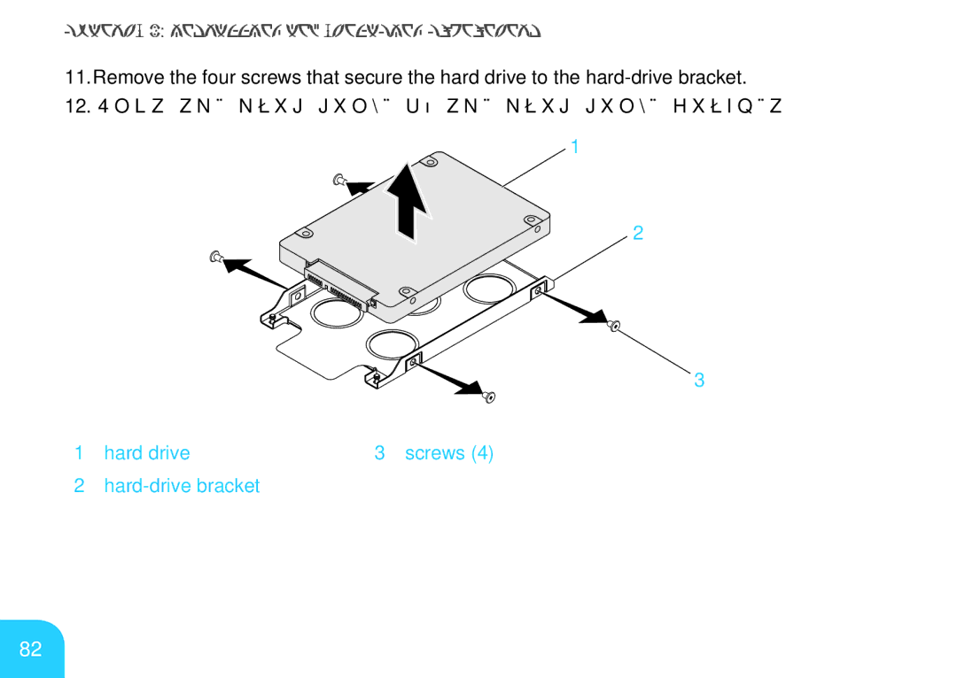 Alienware M17X manual Hard drive Screws Hard-drive bracket 