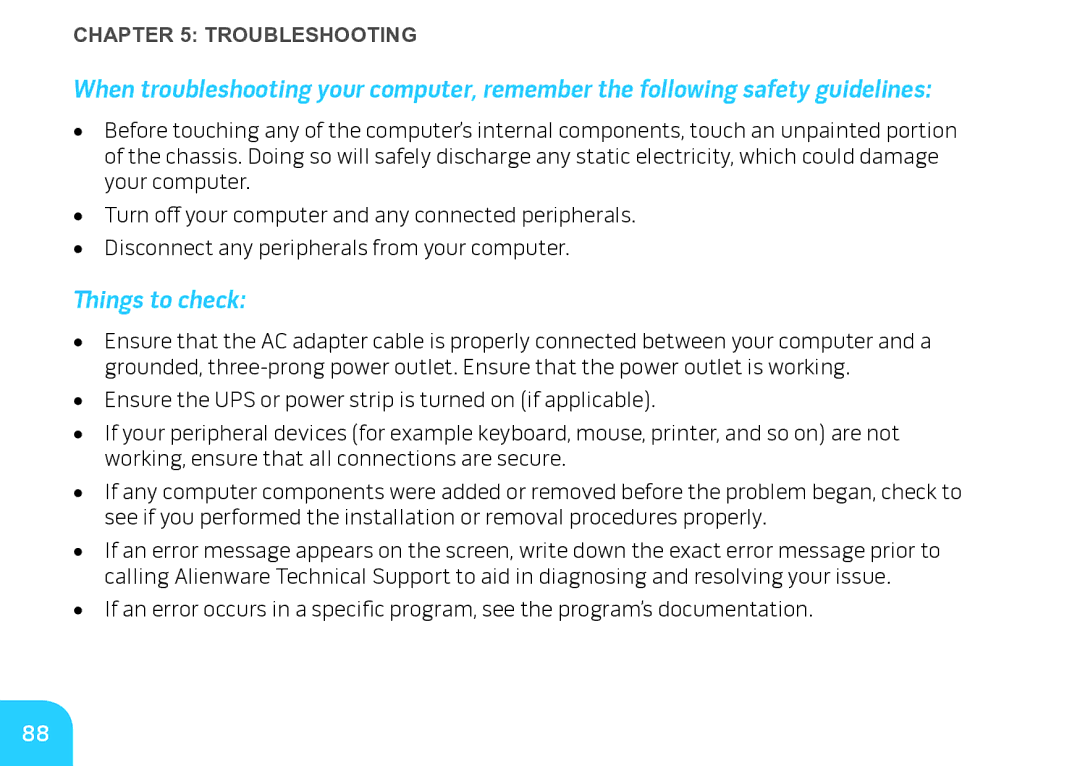 Alienware M17X manual Things to check 