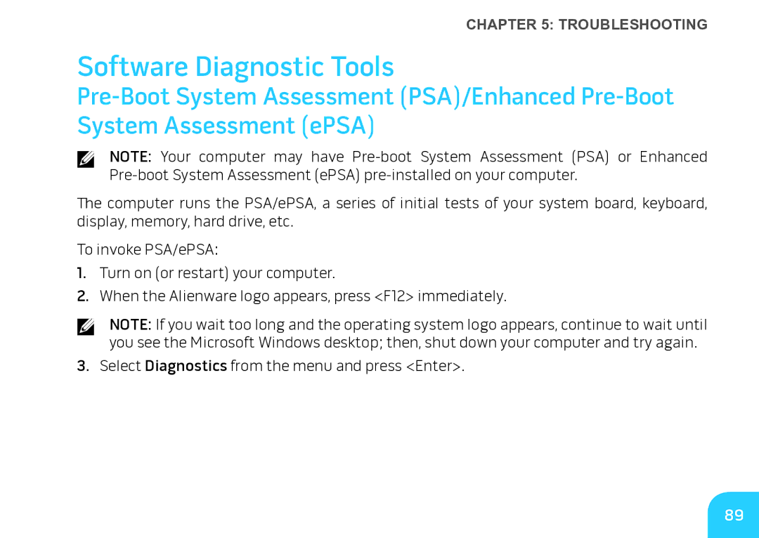 Alienware M17X manual Software Diagnostic Tools 