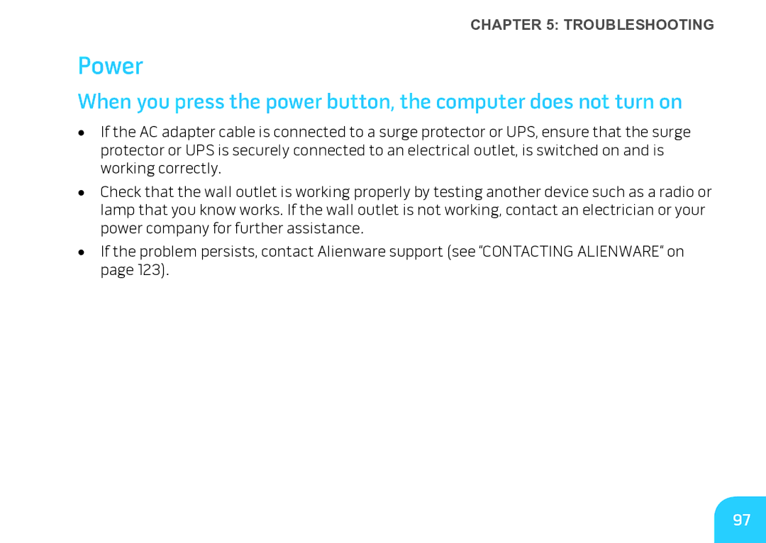 Alienware M17X manual Power 