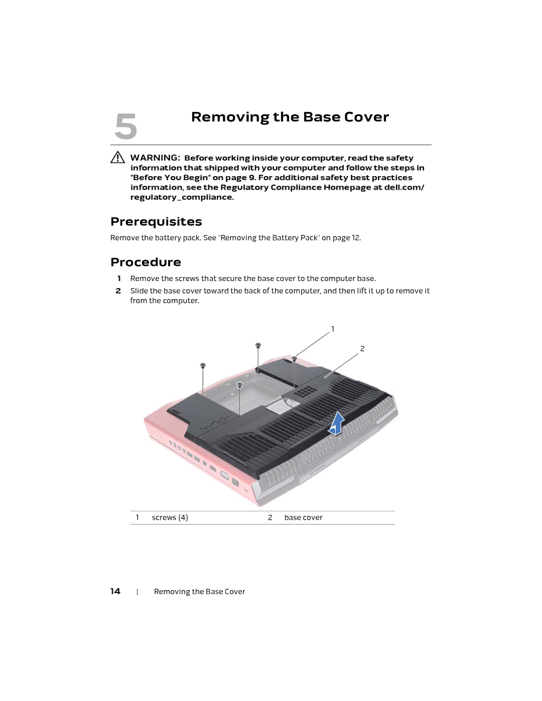 Alienware M18X R2 owner manual Removing the Base Cover 