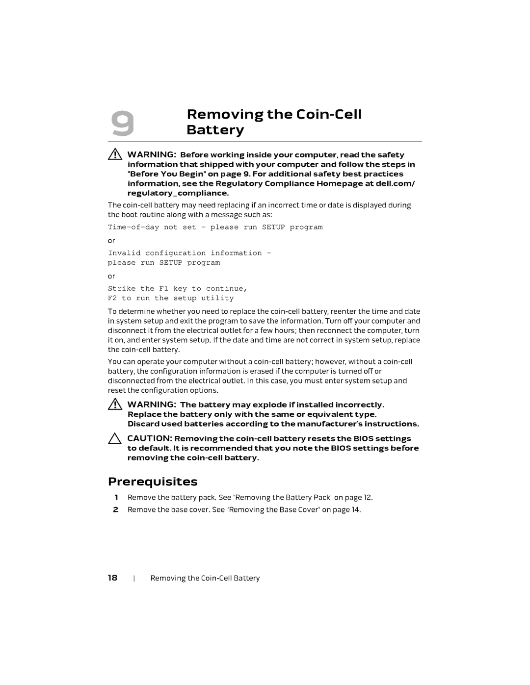 Alienware M18X R2 owner manual Removing the Coin-Cell, Battery 