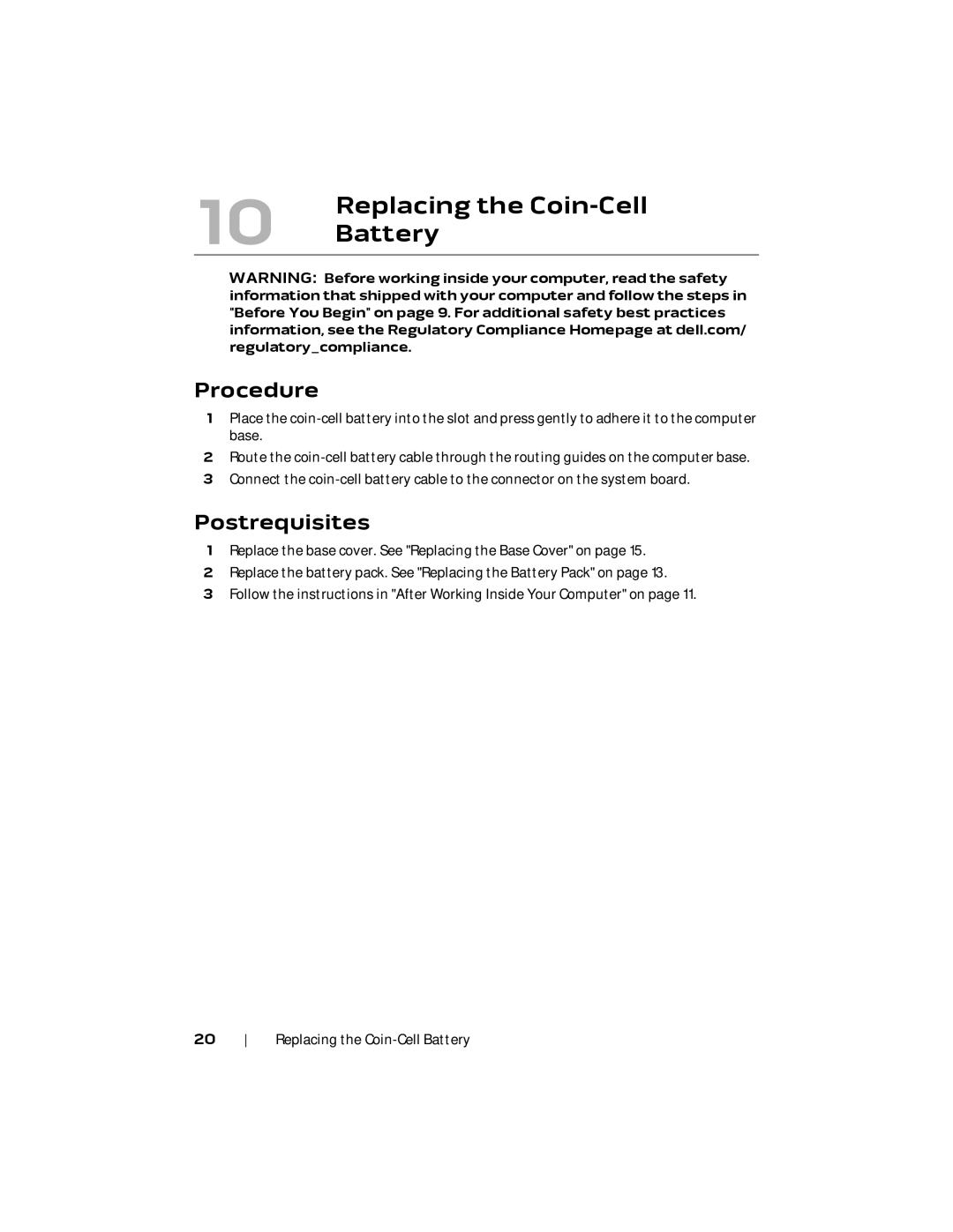 Alienware M18X R2 owner manual Replacing the Coin-Cell 