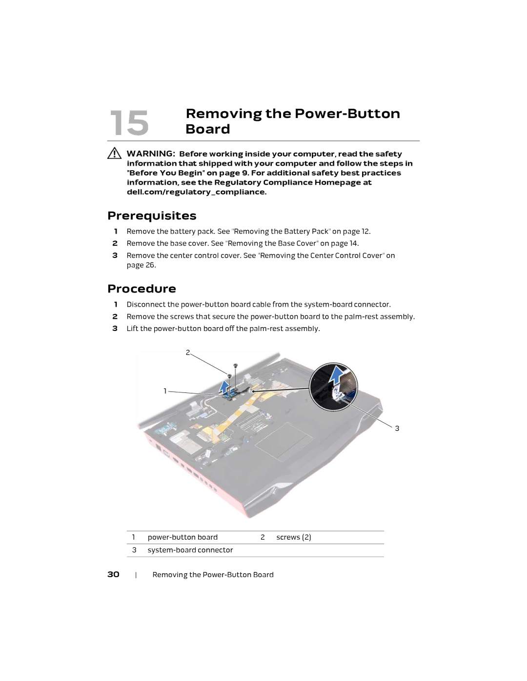 Alienware M18X R2 owner manual Removing the Power-Button, Board 