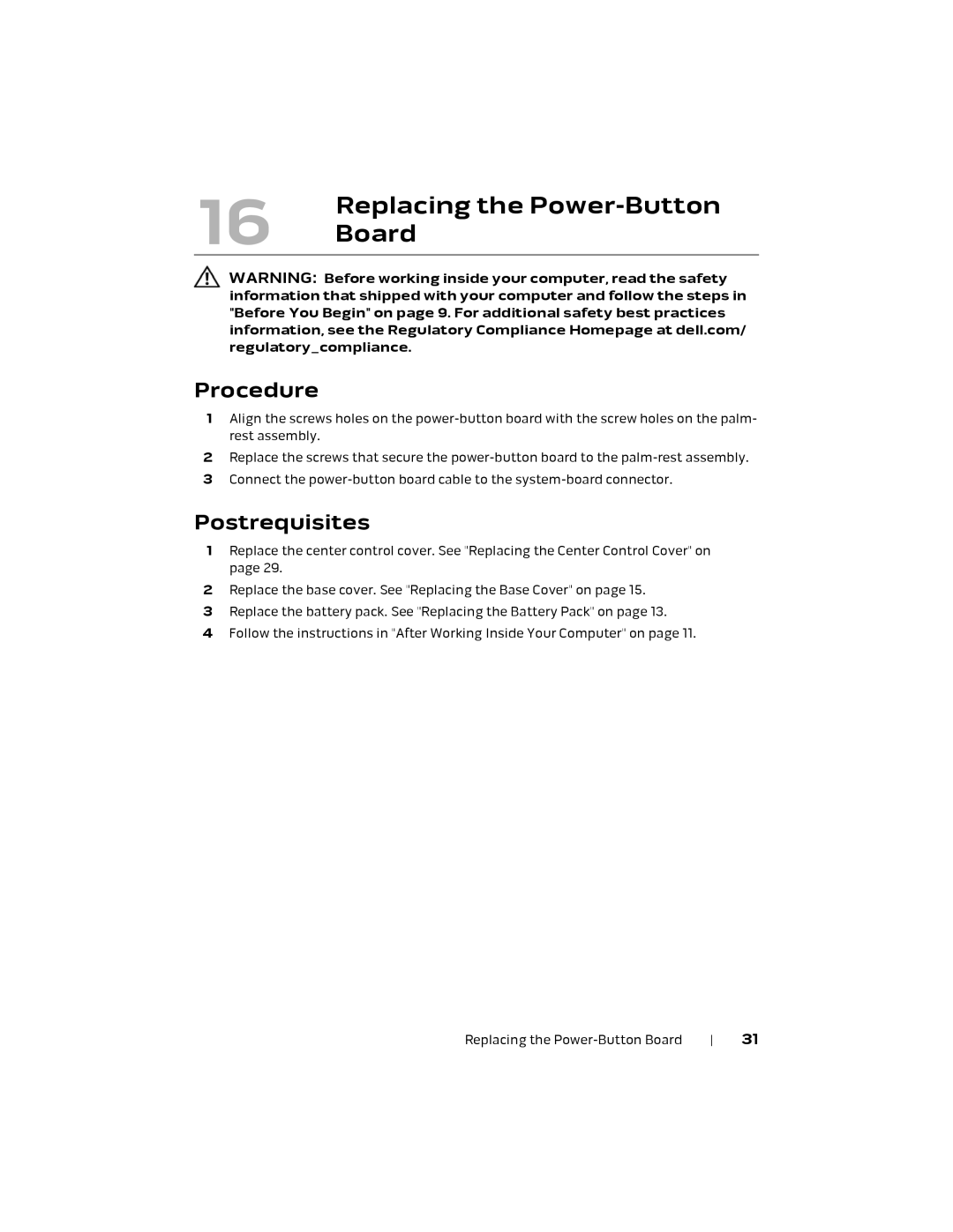 Alienware M18X R2 owner manual Replacing the Power-Button 