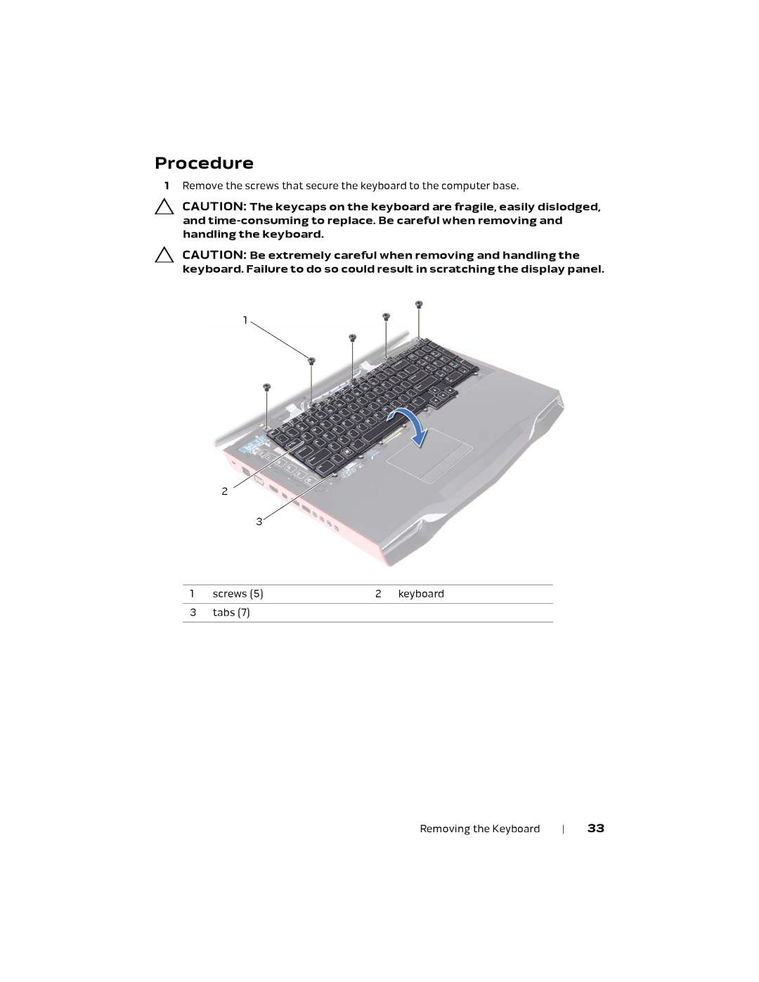 Alienware M18X R2 owner manual Procedure 