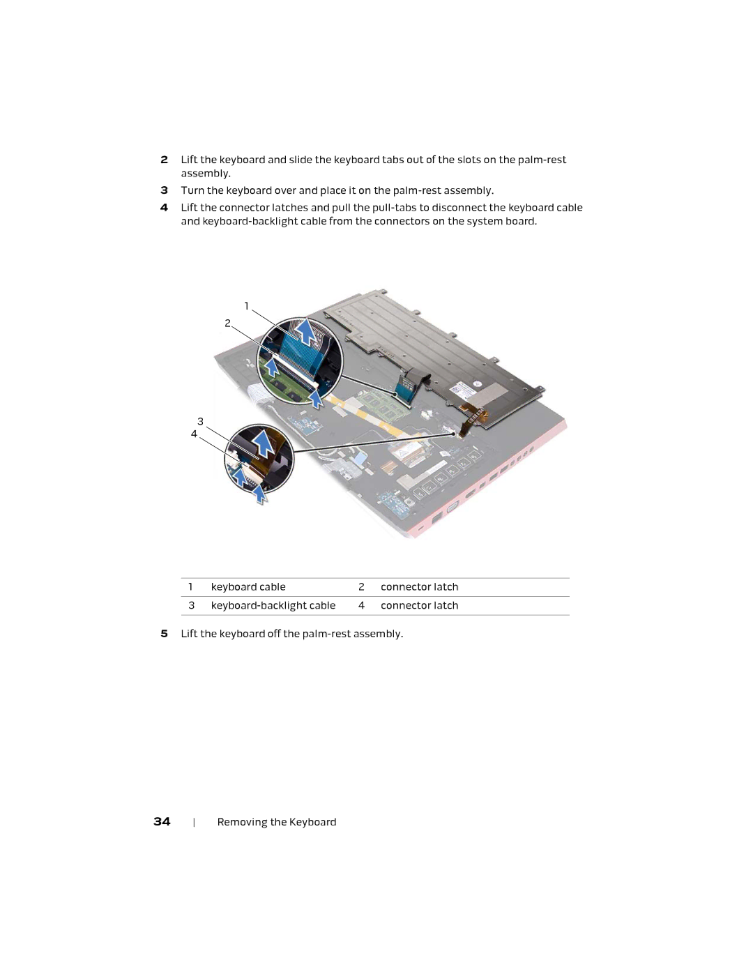 Alienware M18X R2 owner manual Removing the Keyboard 