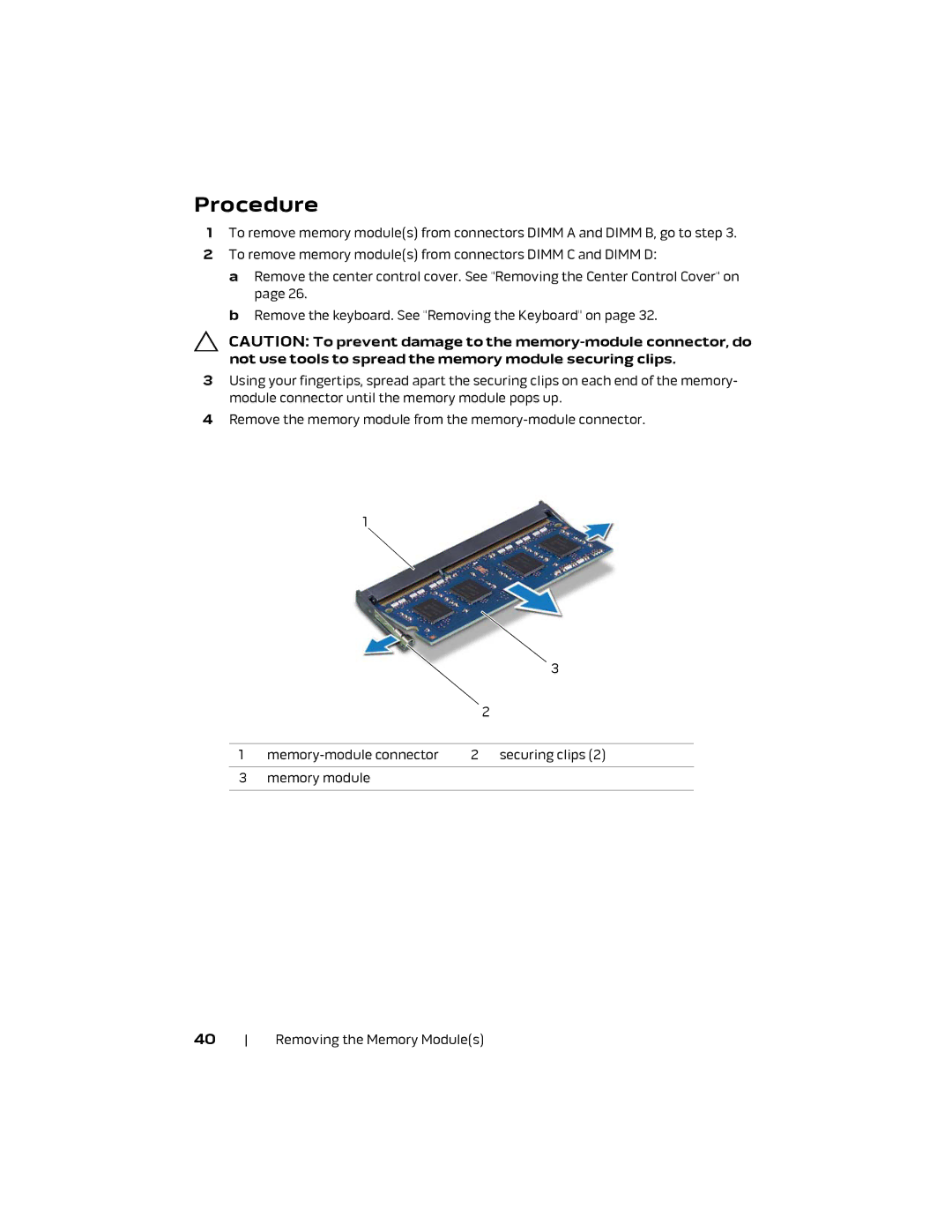 Alienware M18X R2 owner manual Removing the Memory Modules 