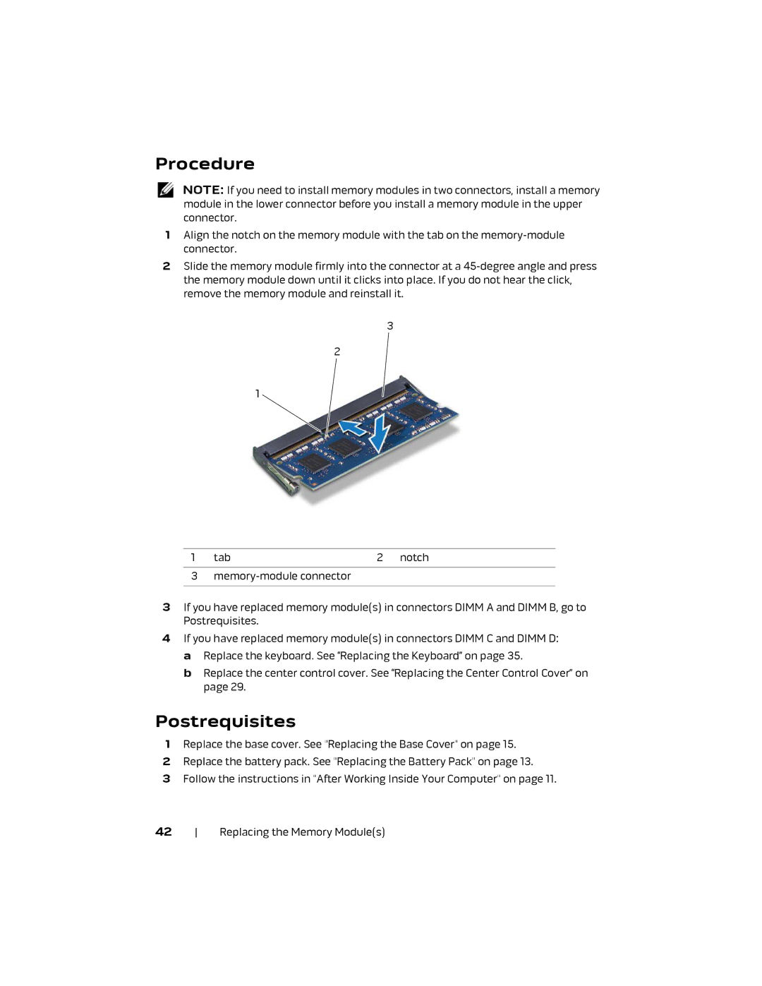 Alienware M18X R2 owner manual Replacing the Memory Modules 