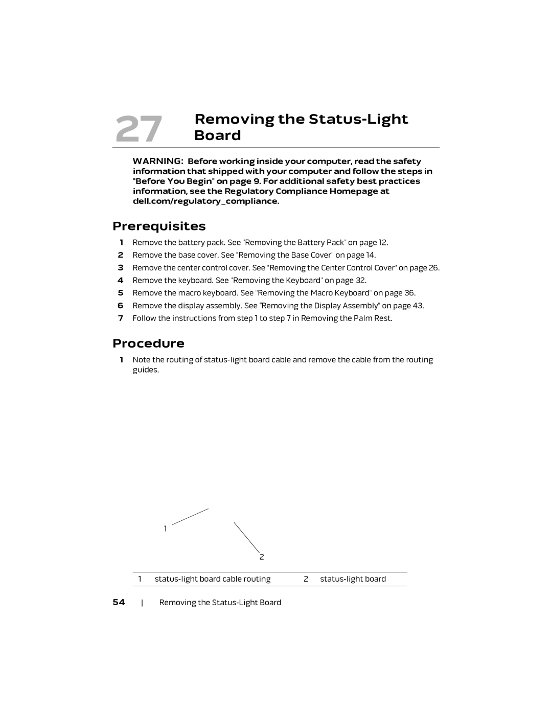 Alienware M18X R2 owner manual Removing the Status-Light, Board 