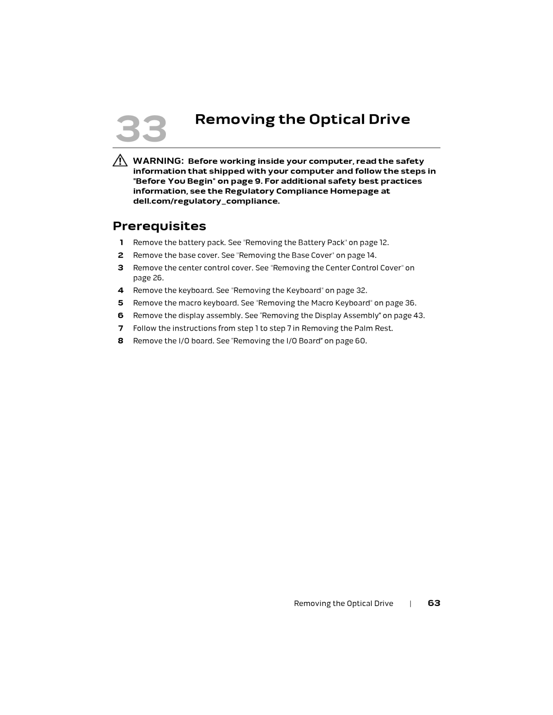 Alienware M18X R2 owner manual Removing the Optical Drive 