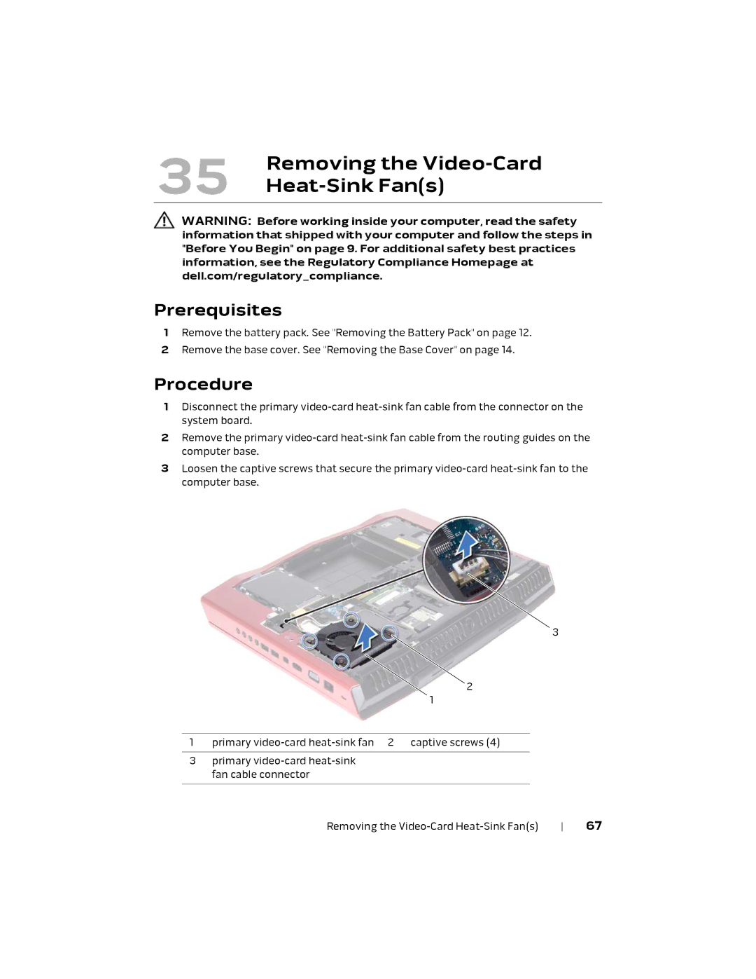 Alienware M18X R2 owner manual Removing the Video-Card, Heat-Sink Fans 