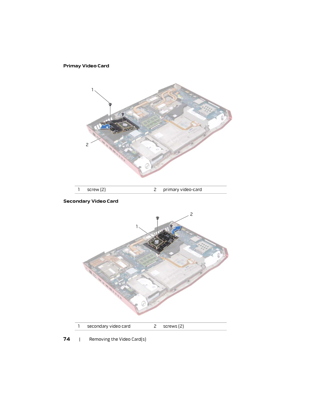 Alienware M18X R2 owner manual Primay Video Card 