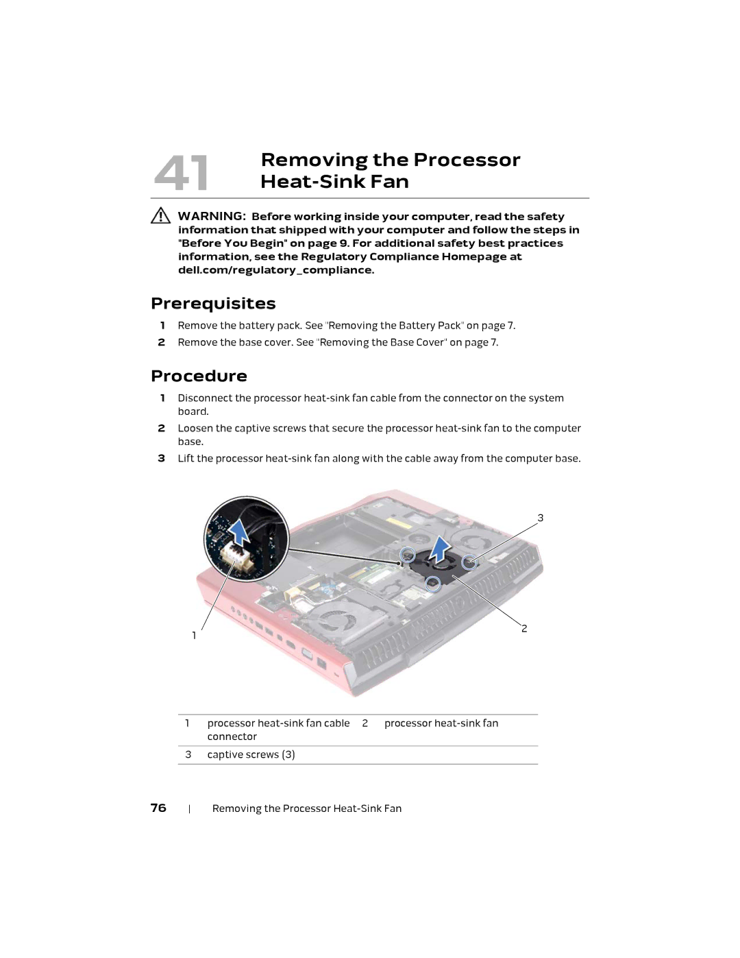 Alienware M18X R2 owner manual Removing the Processor, Heat-Sink Fan 