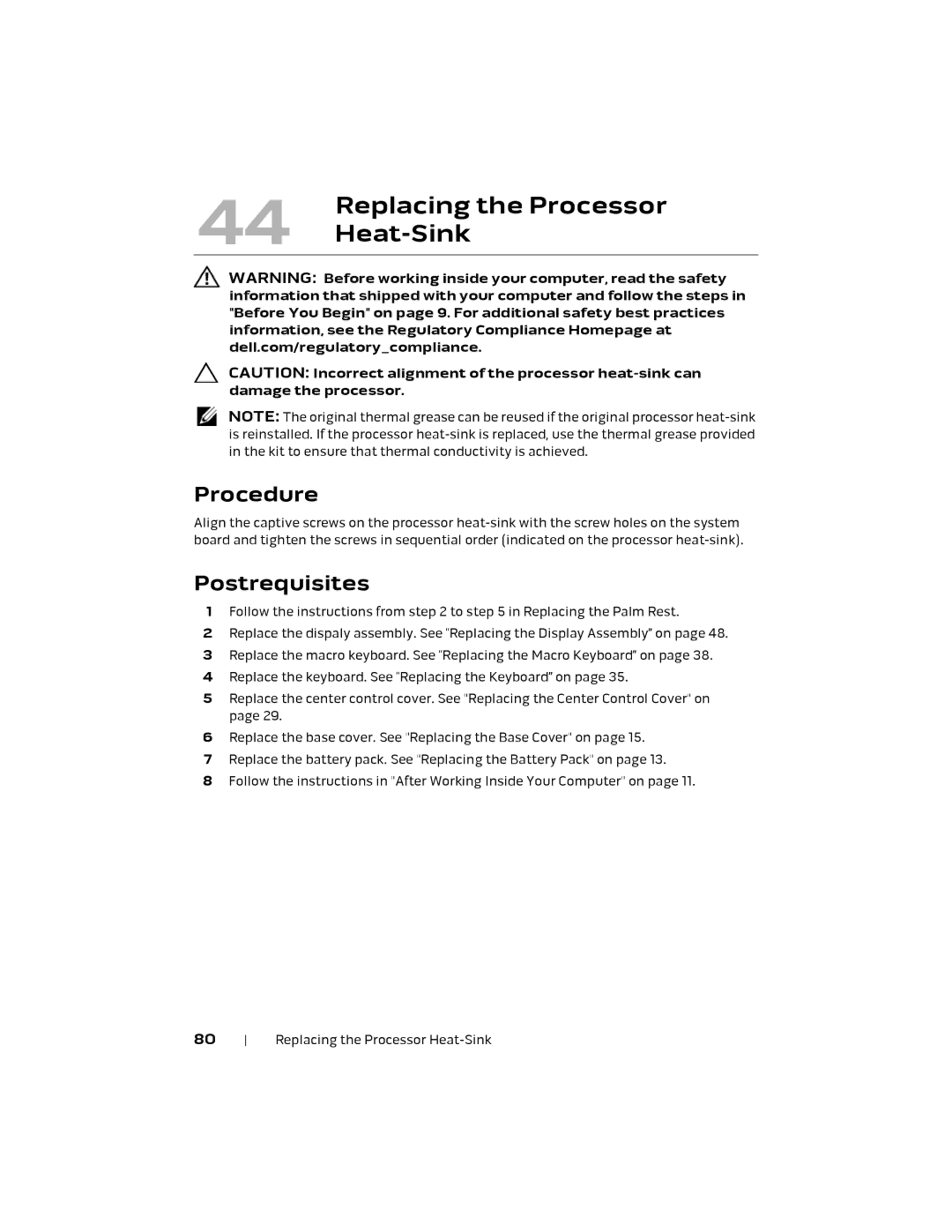 Alienware M18X R2 owner manual Replacing the Processor Heat-Sink 