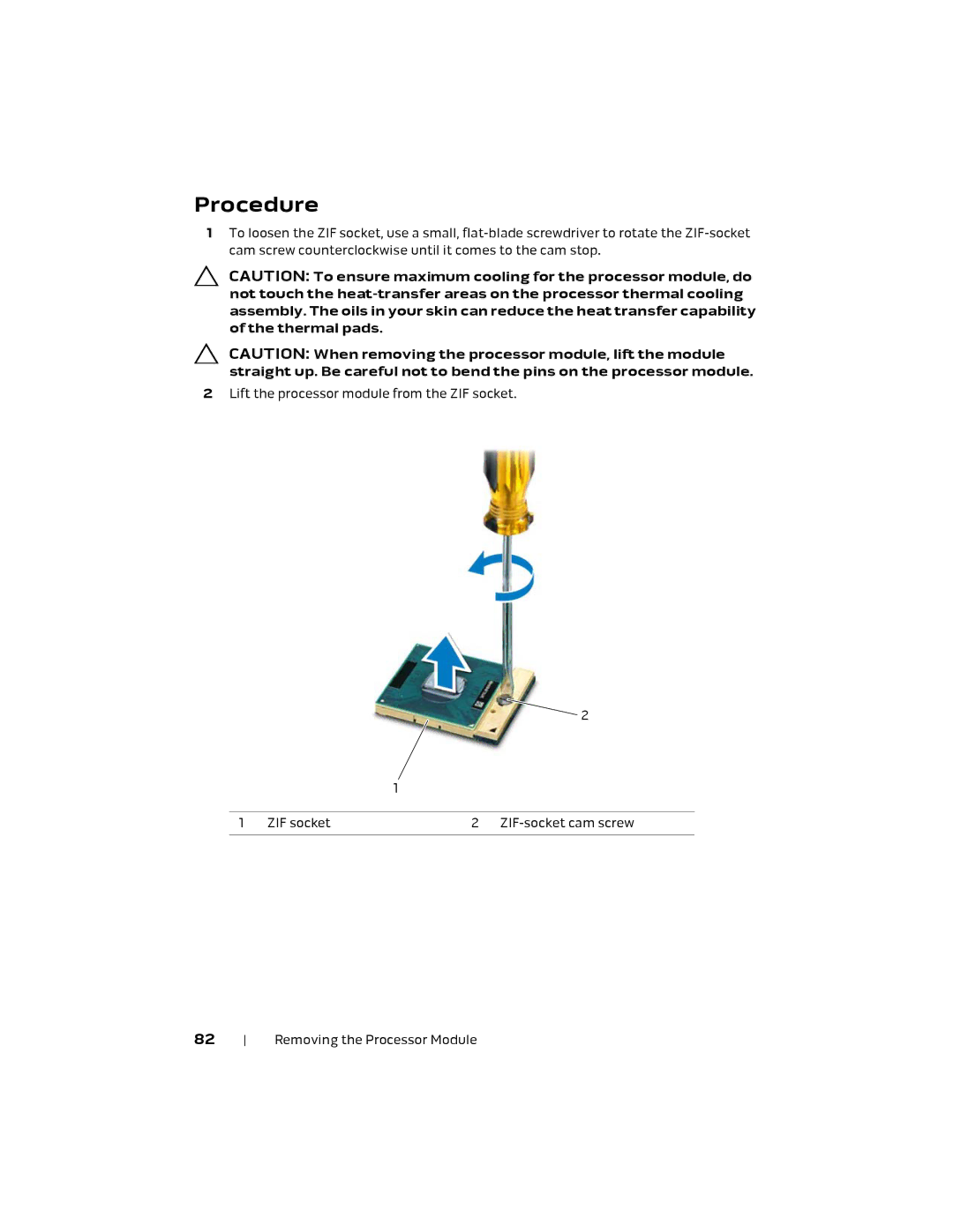 Alienware M18X R2 owner manual Removing the Processor Module 