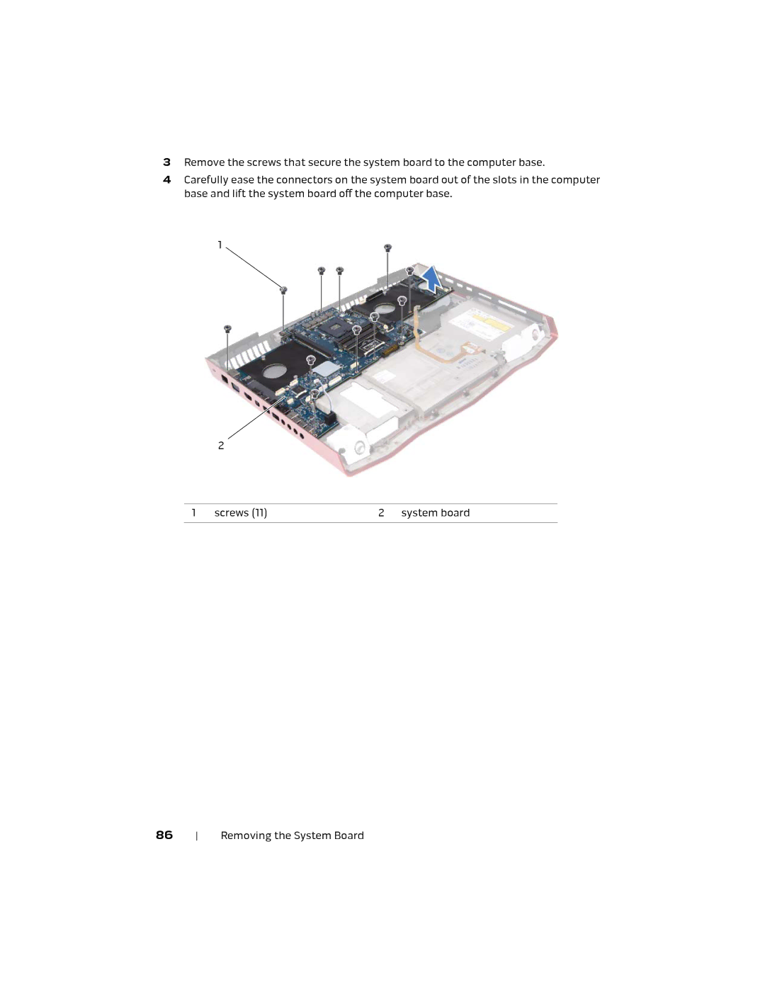 Alienware M18X R2 owner manual Removing the System Board 