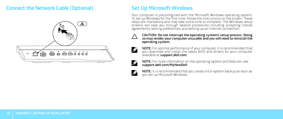 Alienware M18X manual Connect the Network Cable Optional Set Up Microsoft Windows 