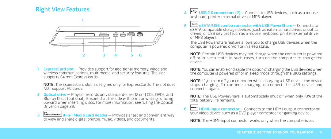 Alienware M18X manual Right View Features 