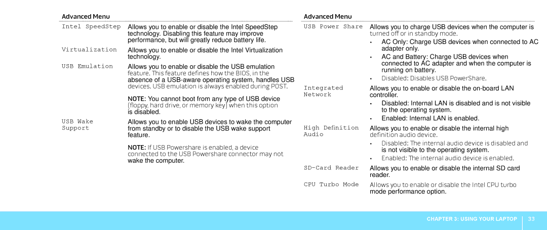 Alienware M18X manual Intel SpeedStep 