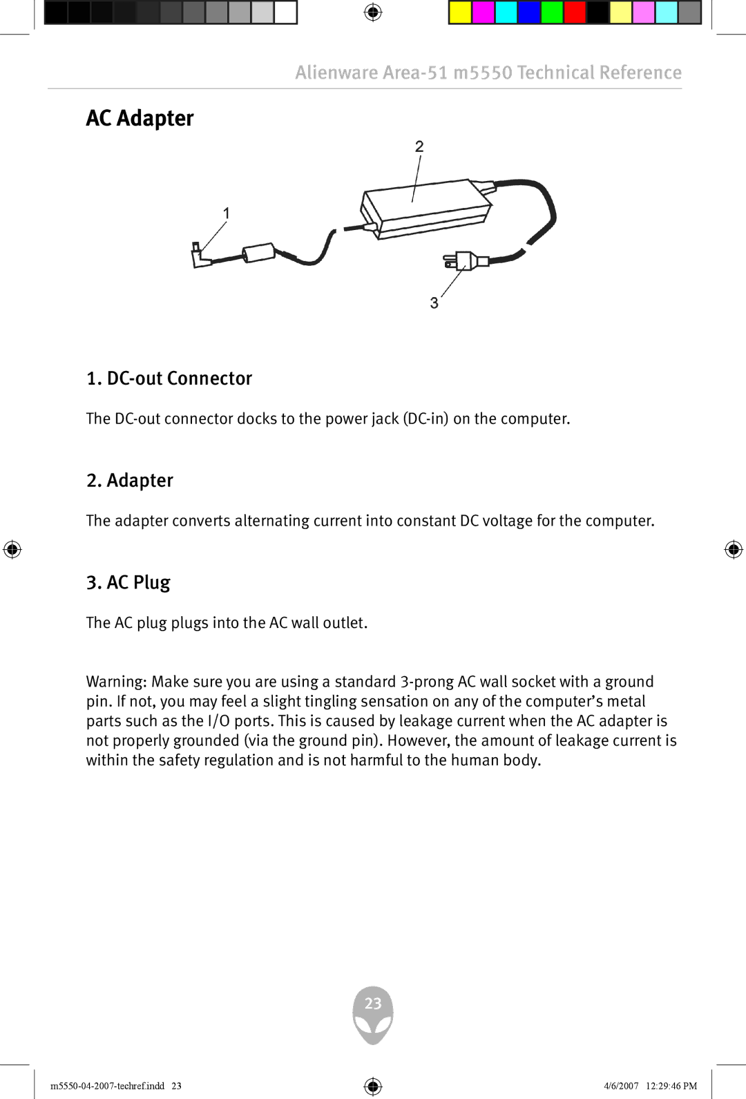 Alienware m5550 user manual AC Adapter, DC-out Connector, AC Plug 