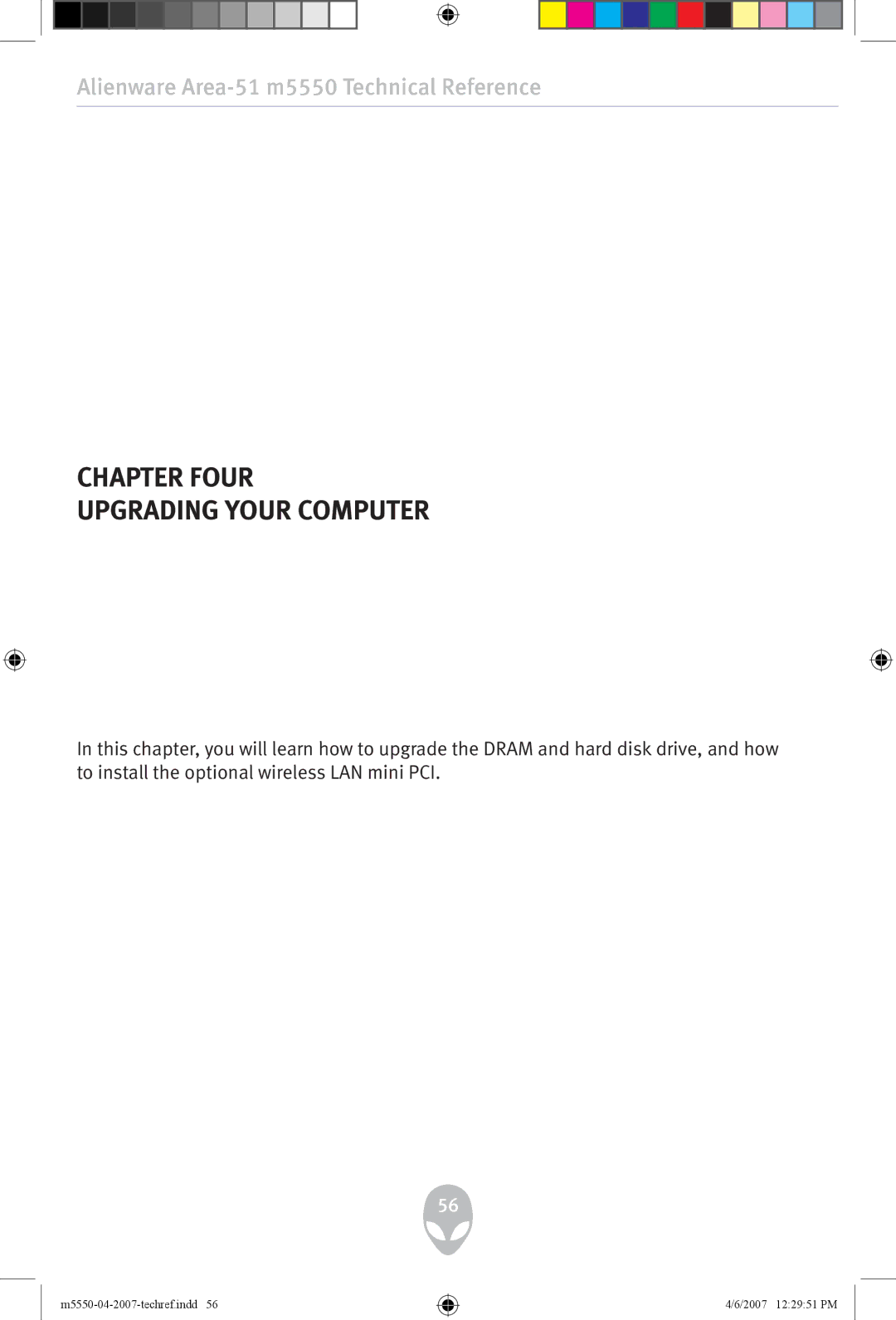 Alienware m5550 user manual Chapter Four Upgrading Your Computer 