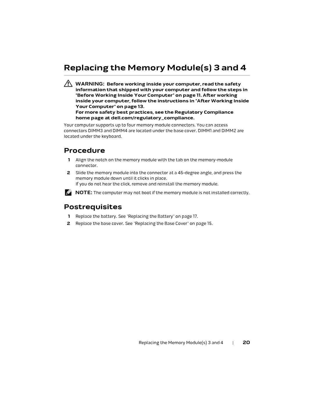 Alienware P18E, 17 R1 owner manual Replacing the Memory Modules 3 