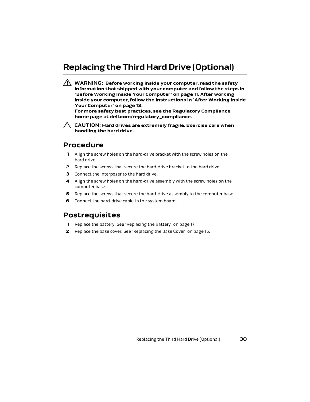 Alienware P18E, 17 R1 owner manual Replacing the Third Hard Drive Optional 