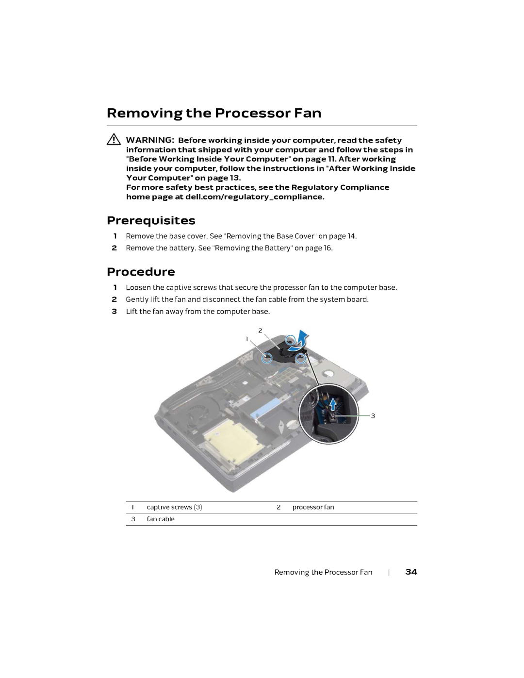 Alienware P18E, 17 R1 owner manual Removing the Processor Fan 