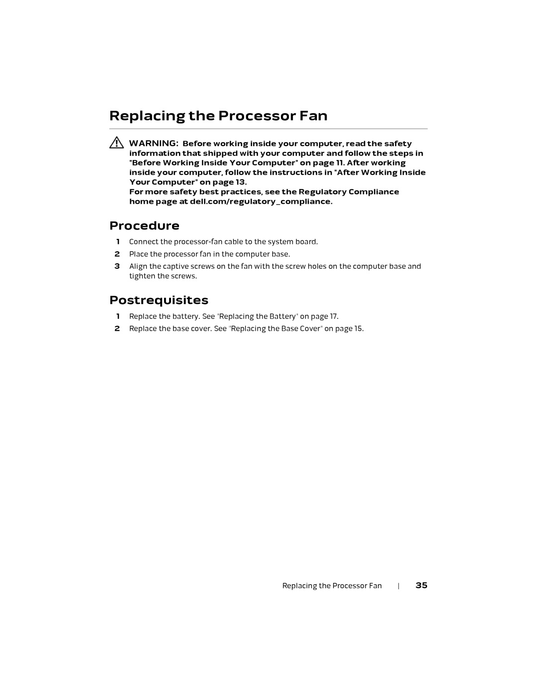 Alienware 17 R1, P18E owner manual Replacing the Processor Fan 