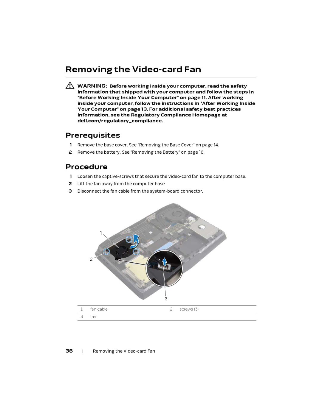 Alienware P18E, 17 R1 owner manual Removing the Video-card Fan 