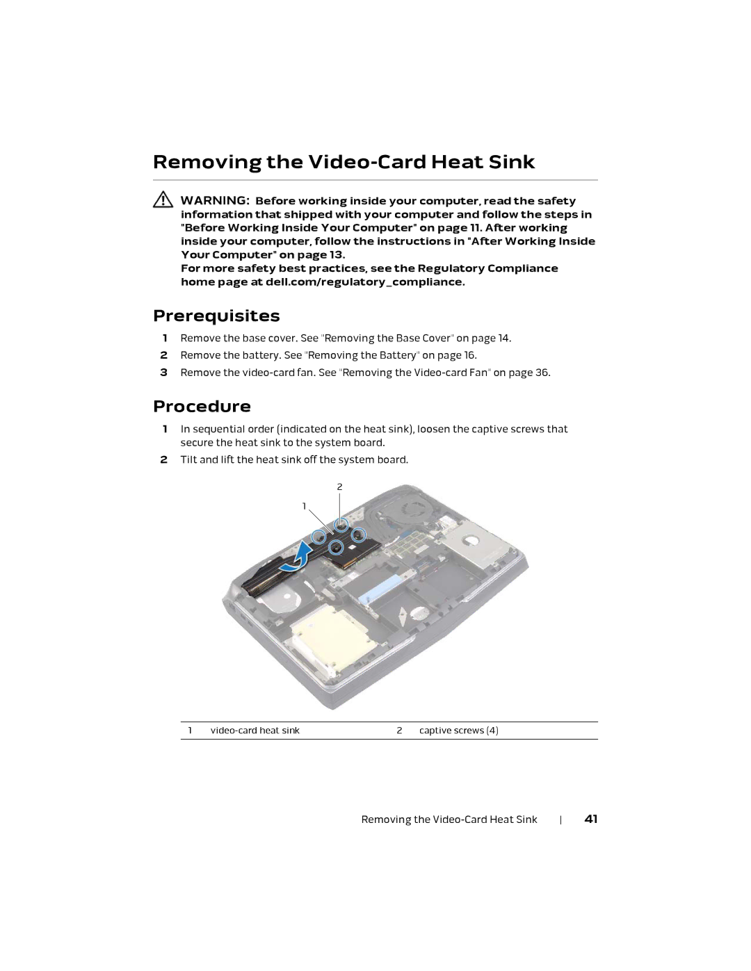 Alienware 17 R1, P18E owner manual Removing the Video-Card Heat Sink 