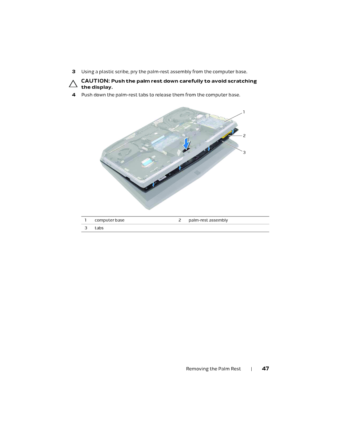 Alienware 17 R1, P18E owner manual Computer base Palm-rest assembly Tabs 