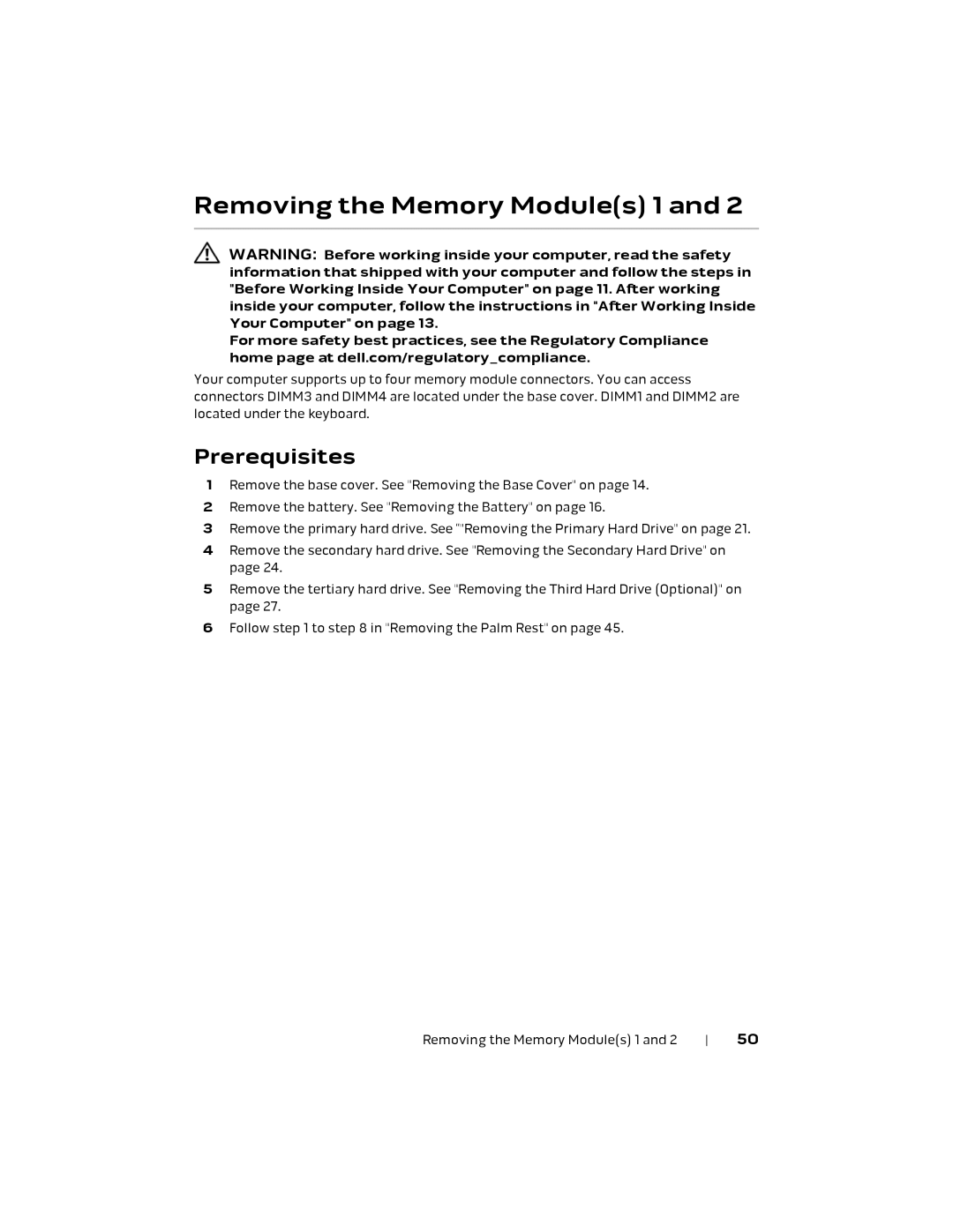 Alienware P18E, 17 R1 owner manual Removing the Memory Modules 1 