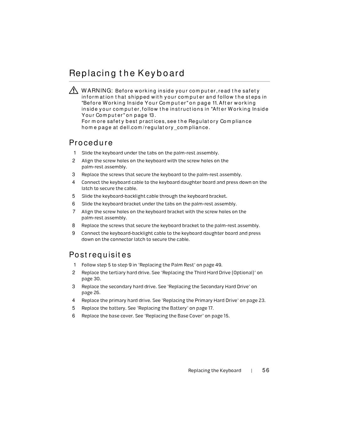 Alienware P18E, 17 R1 owner manual Replacing the Keyboard 