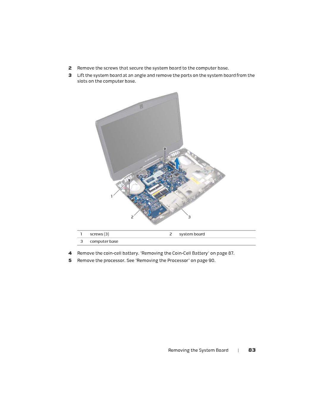 Alienware 17 R1, P18E owner manual Screws System board Computer base 