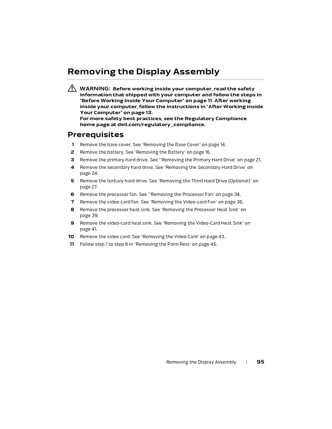 Alienware 17 R1, P18E owner manual Removing the Display Assembly 