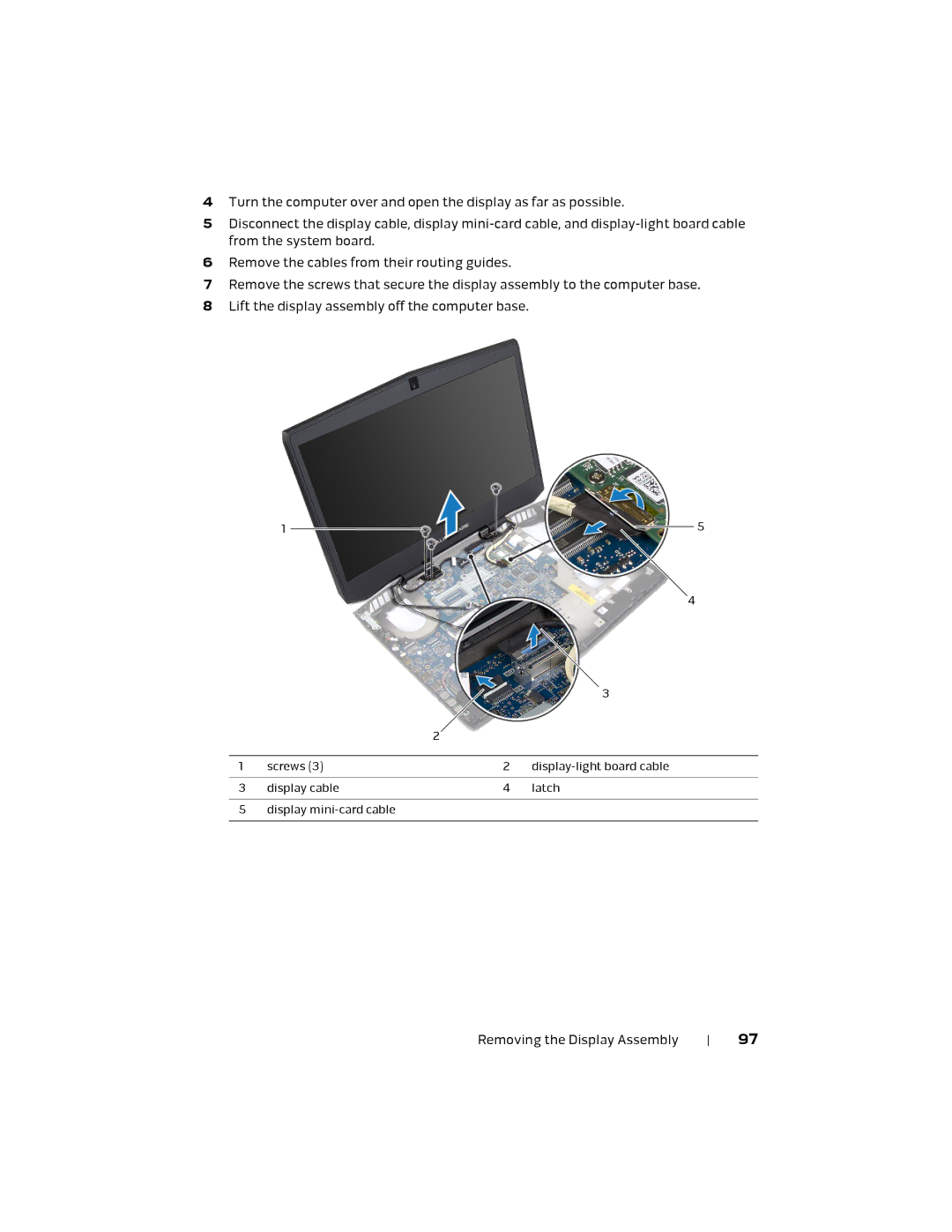 Alienware 17 R1, P18E owner manual Removing the Display Assembly 