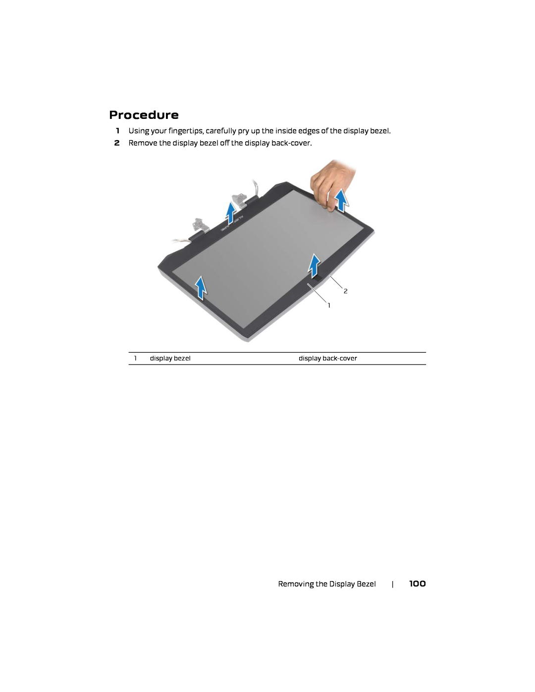 Alienware P18E, 17 R1 owner manual Procedure, display bezel, display back-cover 