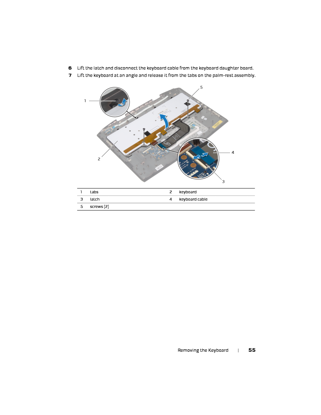 Alienware 17 R1, P18E owner manual Removing the Keyboard 