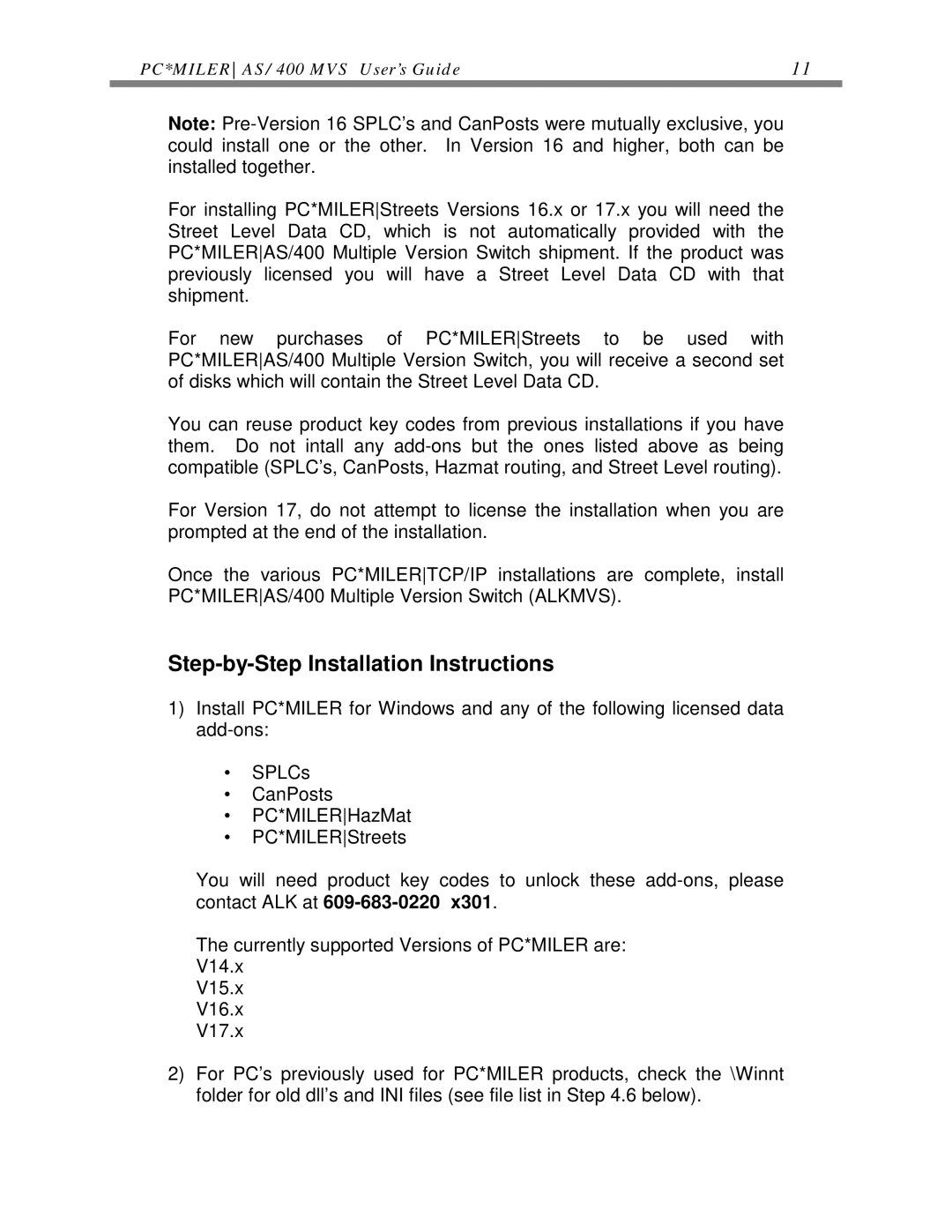 ALK Technologies AS/400 manual Step-by-Step Installation Instructions 