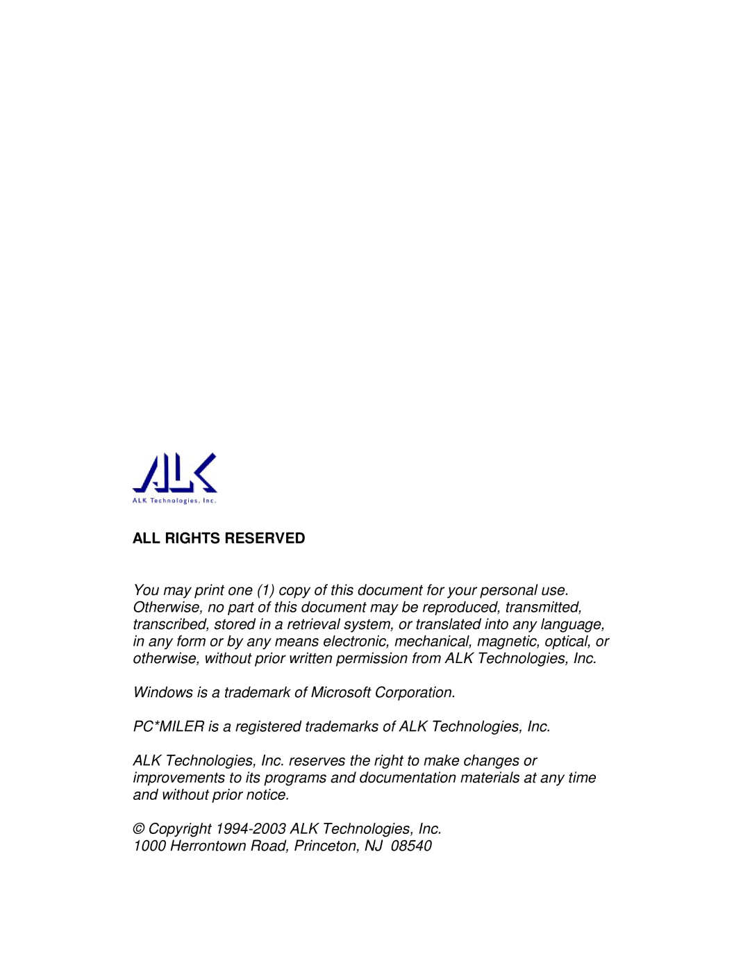 ALK Technologies AS/400 manual ALL Rights Reserved 