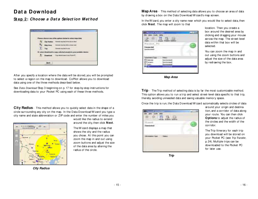 ALK Technologies PC5 manual Data Download, Choose a Data Selection Method 