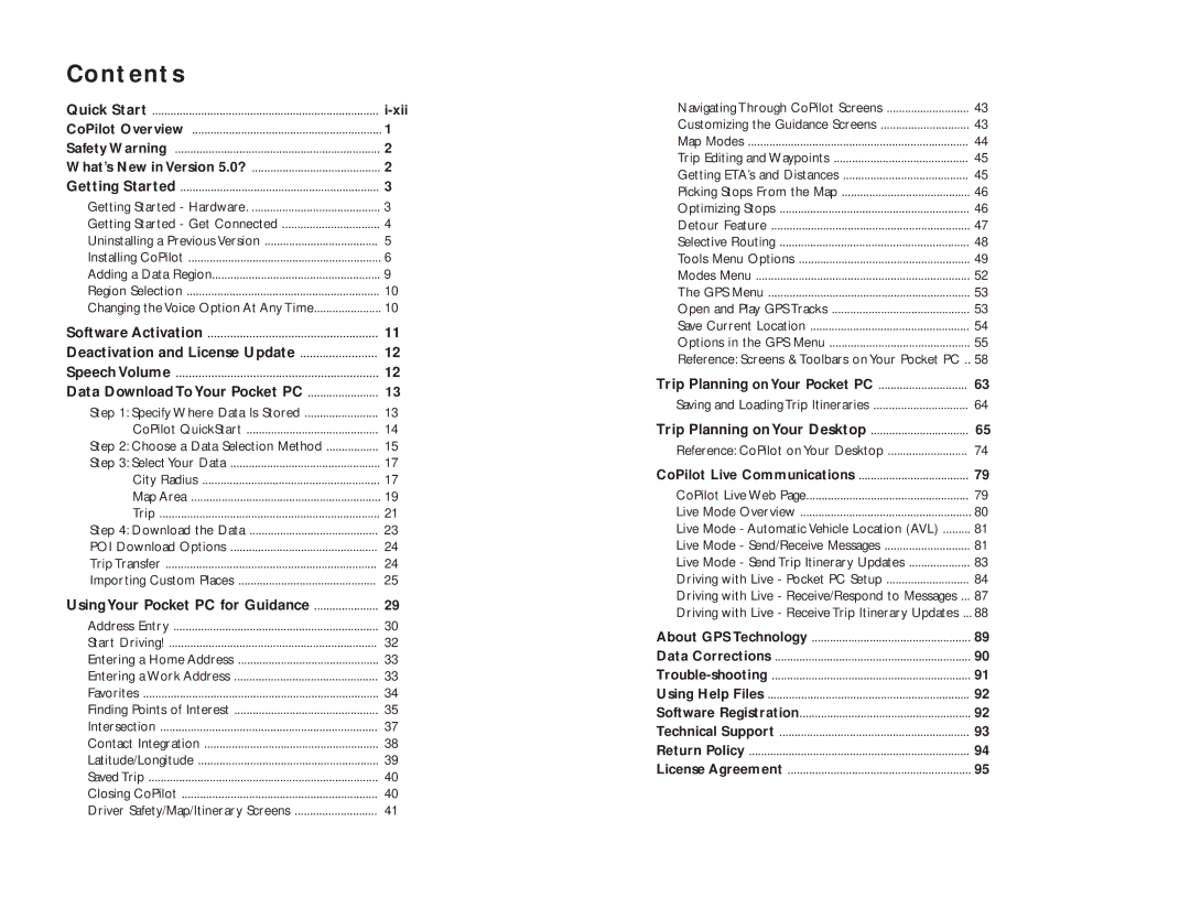 ALK Technologies PC5 manual Contents 