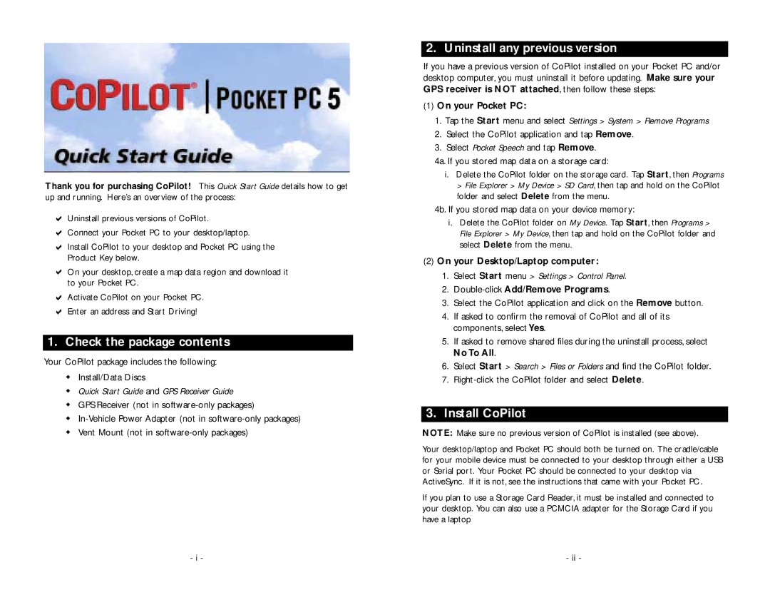 ALK Technologies PC5 manual Check the package contents 